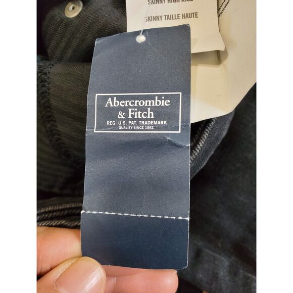 Abercrombie & Fitch Womens 26/2R The Skinny High Rise Curve Love Black Jeans New - Picture 7 of 14